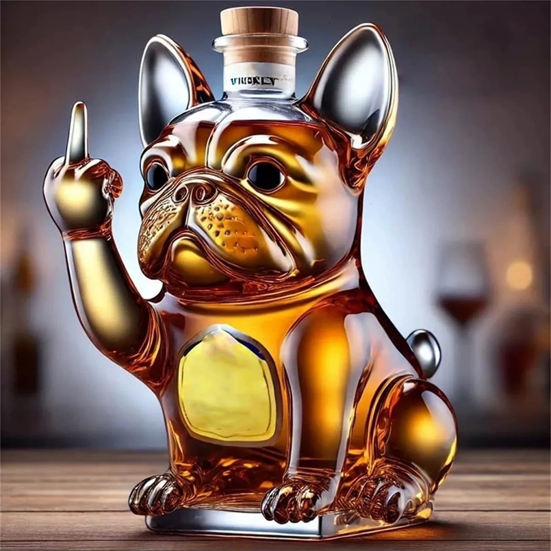 French bulldog bar whiskey decanterthickened whiskey bottle funny wine decanterbeverage glass bottlecreative gift for friends 250605