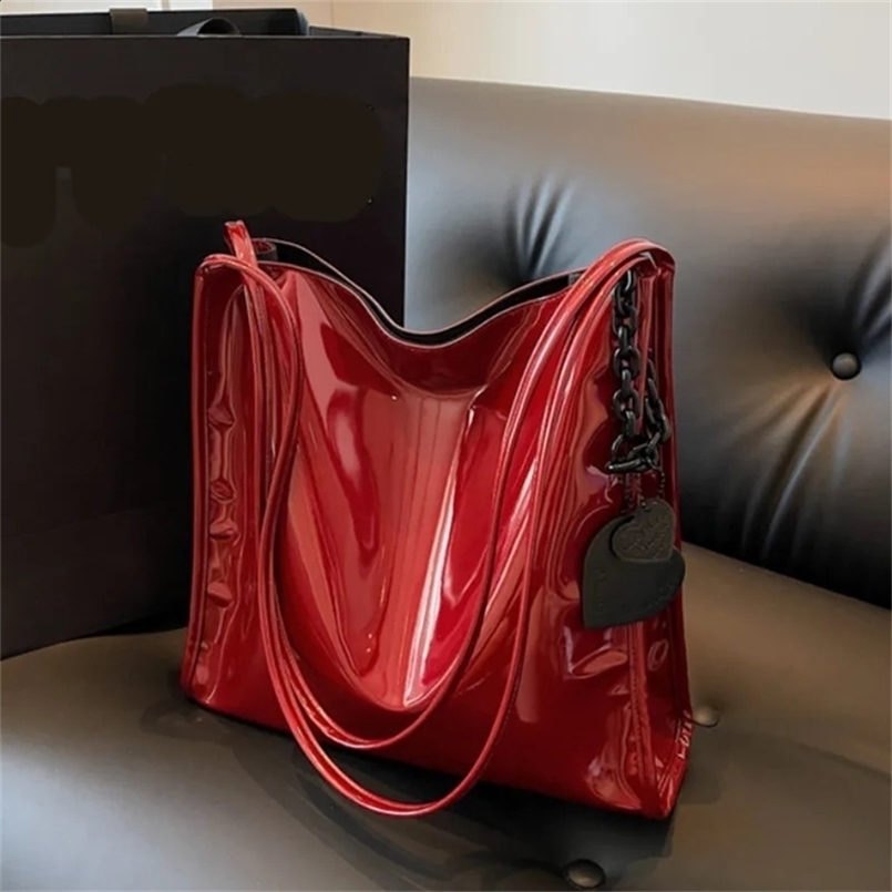 Purse Casual Travel Shopping Solid Color Patent Leather Women Fashion Shoulder Bag Ladies Simple Handbag 240725ZYl