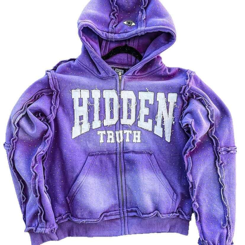 High Street Hooded Zipper Sweatshirt Loose Unisex Embroidered Hoodie Autumn Winter Style