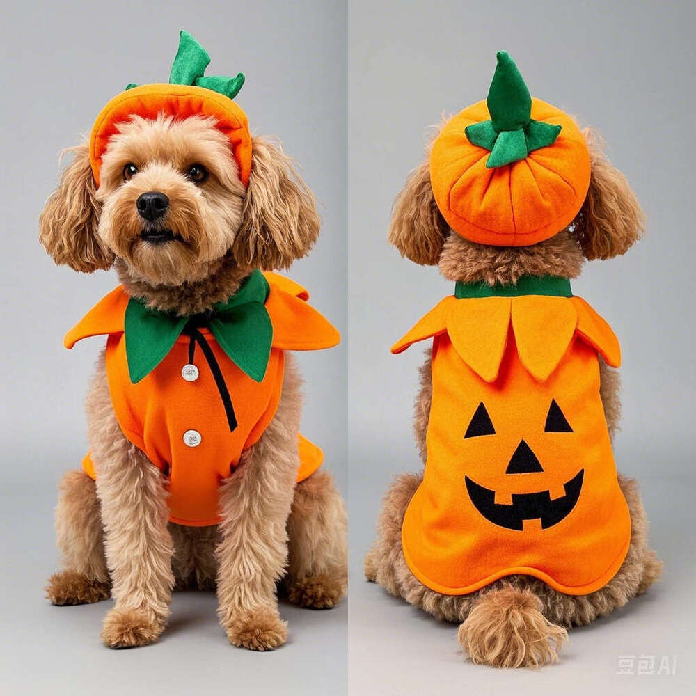 2025 New Halloween Costume Funny Dog Outfit Internet Celebrity Shiba Inu Pumpkin Festival Hat Sweatshirt