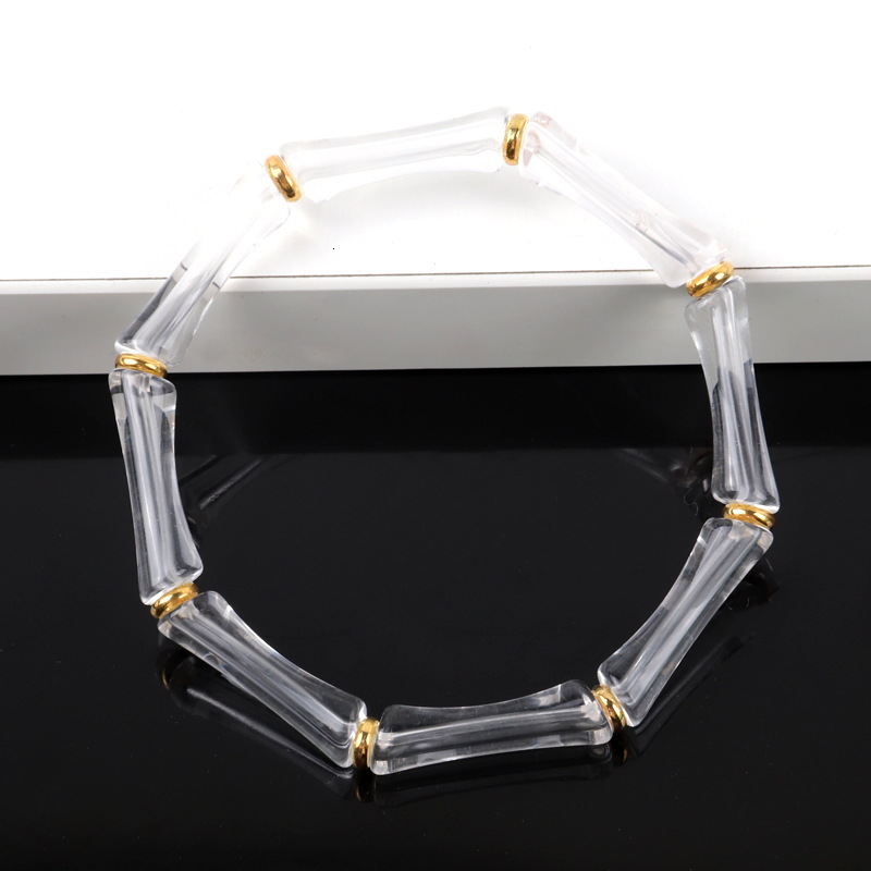 Supermodel Trend Bamboo Tube Bead Womens Fashion Colorful Bead Elastic Bracelet Acrylic Bracelet 250418