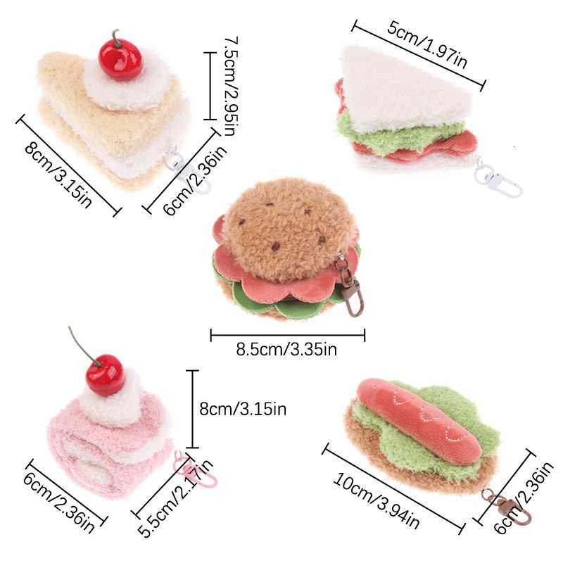 Kawaii Simulation Food Plush Keychain Creative Sand Hamburger Cake Keyring Bag Pendant Key Accessories Couple GiftsXJ250928