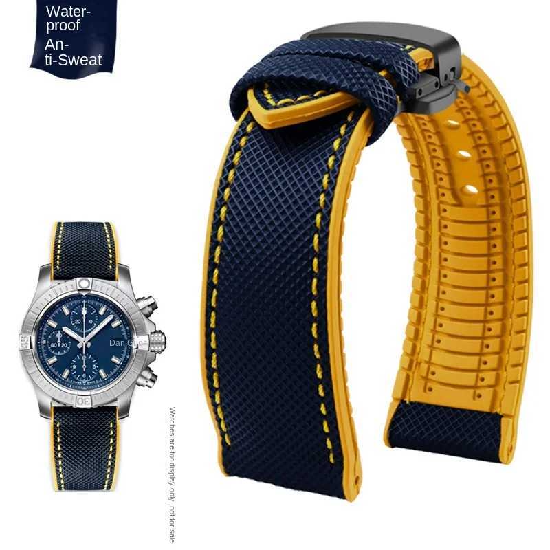 For Mark nylon yellow rubber Bottom WATCH strAP 20mm 22mm 23 24mm StrAP Men Waterproof Wrist Band WATCHband W250928