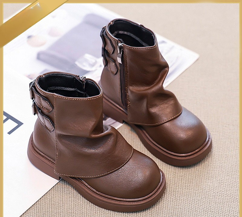 Spring and Autumn New Women's Thick soled Short Boots Retro Brown Short Boots Western Boots Flip up Boots Fashion Trend Children's Boots Des