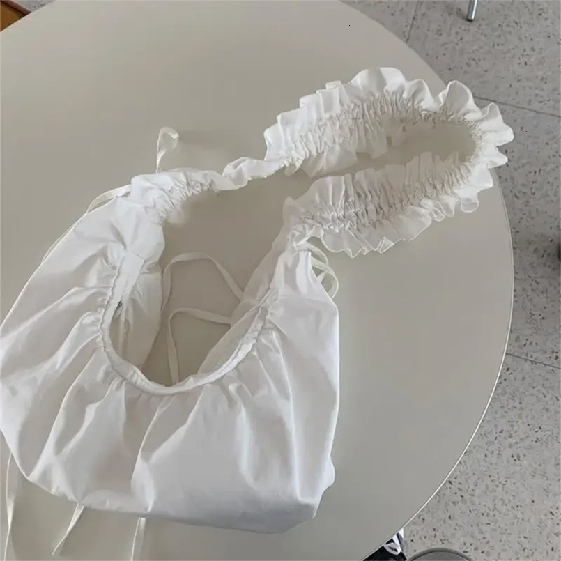 Pleated Womens Shoulder Bag Korean Style Solid Color Large Capacity Fashion Purse Simple Crossbody Bags for Girls 240820ZYl