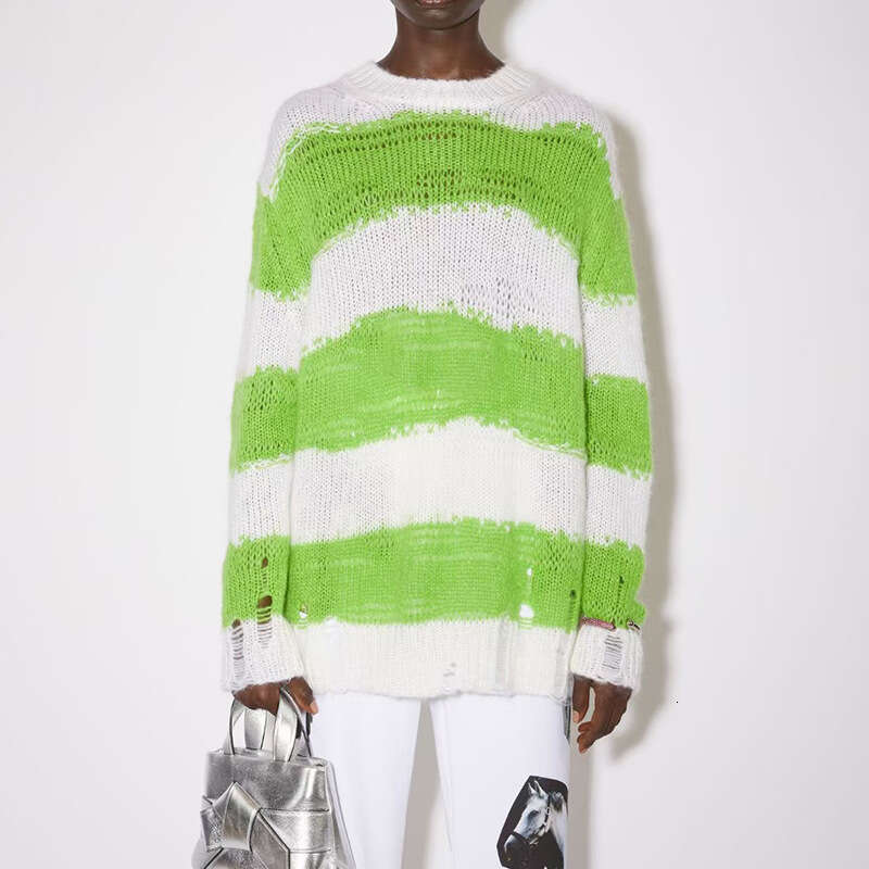 New Early Autumn Long Sleeve Striped Loose Sweater Women's Lazy Pullover Round Neck Knitted Top