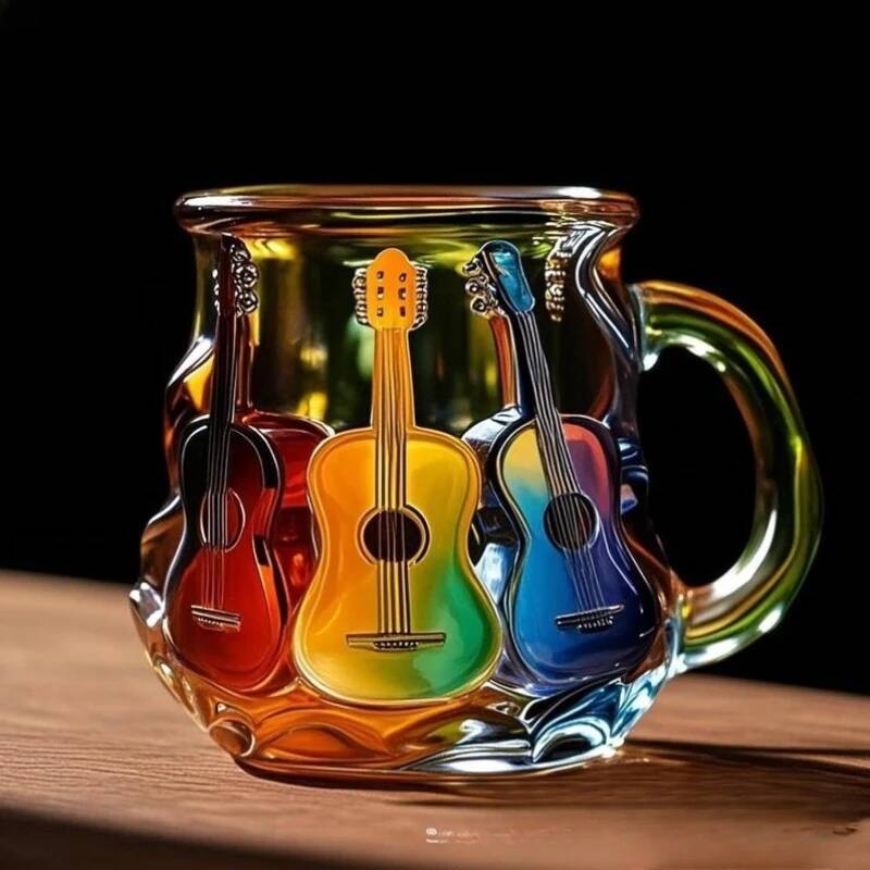 Design Guitar Art Mug Aesthetic Household Beer Hand Painting Cute Mugs Creative Birthday Gift Wedding Decoration high-quality