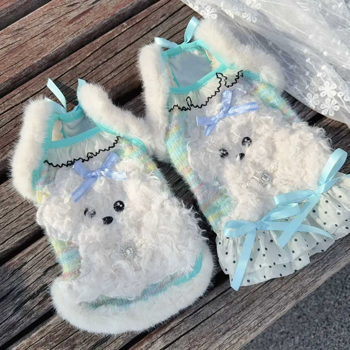 Autumn and Winter Pet Strap Skirt Cute Plush Thick Strap Vest Skirt Pet Sleepwear Home Clothing Puppy Clothes for Small Dogs X250928