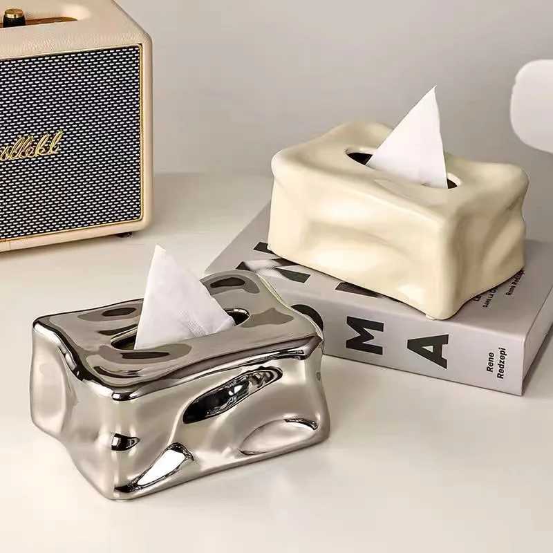 Irregular Tissue Box Ceramic Glacier Napkin Holder Tissue Case Korean Room Decor Modern Ceramics Table Tissue Box Holder X251011