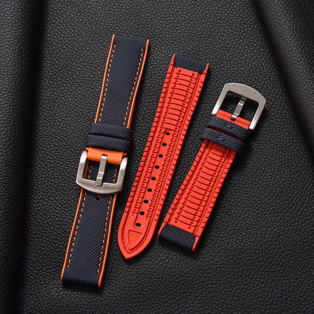 band 20mm 22mm 24 Sailcloth Nylon FKM Rubber Bottom WATCH StrAP Waterproof Wrist Band AccESSories W250928