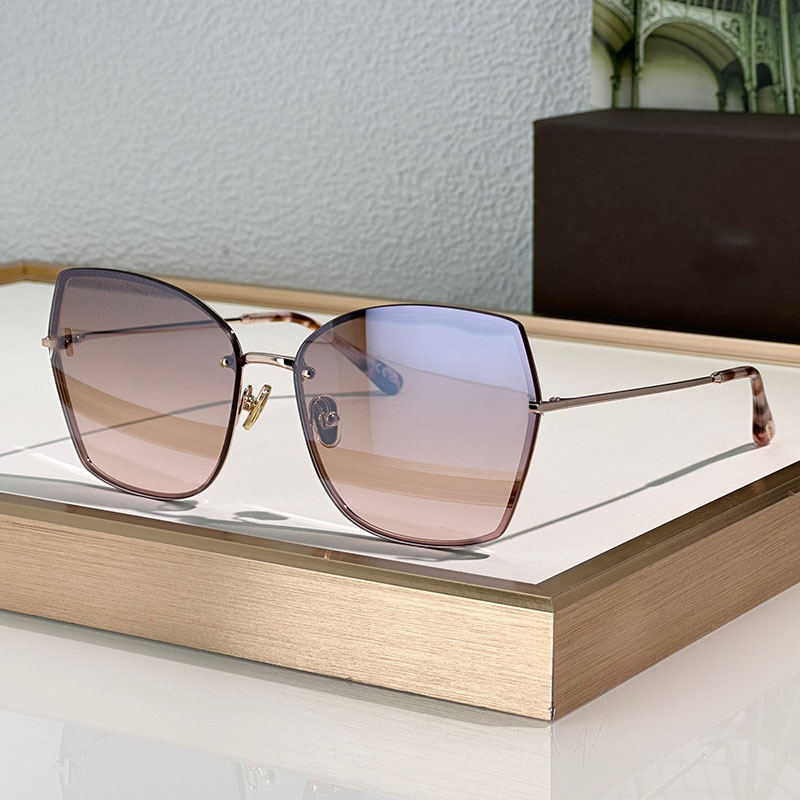 Frameless butterfly sunglasses brand designer mens womens glasses FT1107 sharp angle design exquisite appearance modern beach high street style UV protection 400