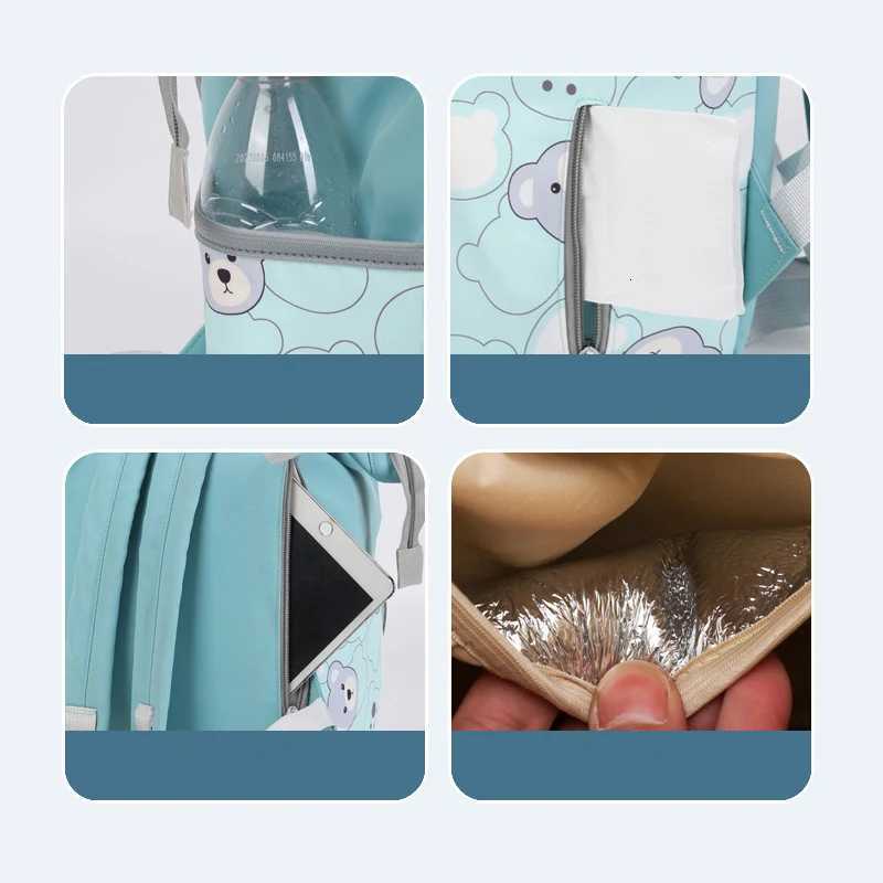 Baby Nappy Bag Mommy Materni Backpack Baby Diaper Bag For Stroller Fashion Printed Bear Large Capaci Waterproof Diaper BagXJ250928