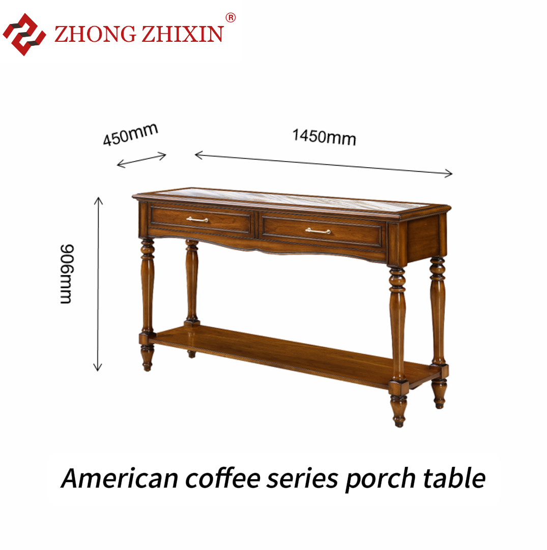 Zhongzhixin Designer Solid Wood Dining Table & Luxury Leather Dining Chair Set, American Style, for Dining Room