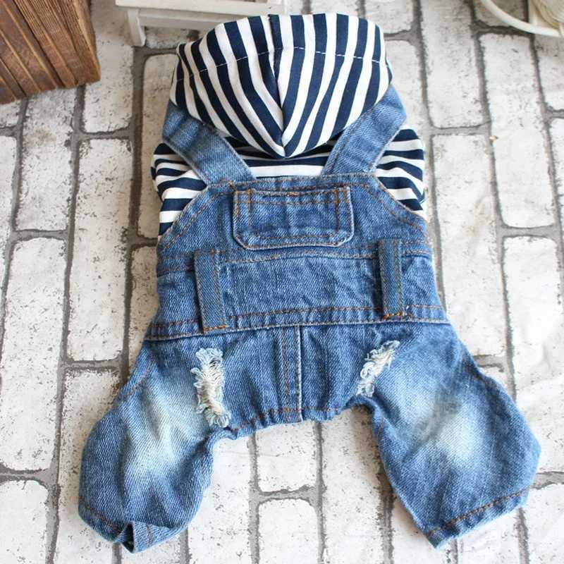 Pet Denim Jumpsuit Dog Jeans Hoodies Cool Blue Coat Medium Small Dogs ic et Puppy Blue Vintage Washed Vests X250928