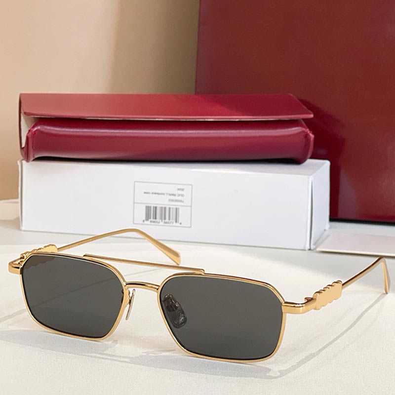 Luxury Women Metal Sunglasses GG1804S Designer Glasses Golden Rectangular Metal Frame Hollow Logo Metal Temple Black Lens UV400 Womens Sunglasses
