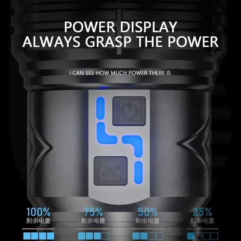 Most Powerful GT60 LED Flashlight Longrange Lighting Long Endurance Powerful Torch TypeC Charging Tactical Camping Lantern D250928