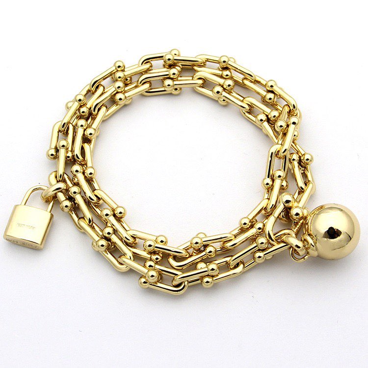 European and American fashion new U-shaped horseshoe titanium steel luxury retro designer double bracelet with box.