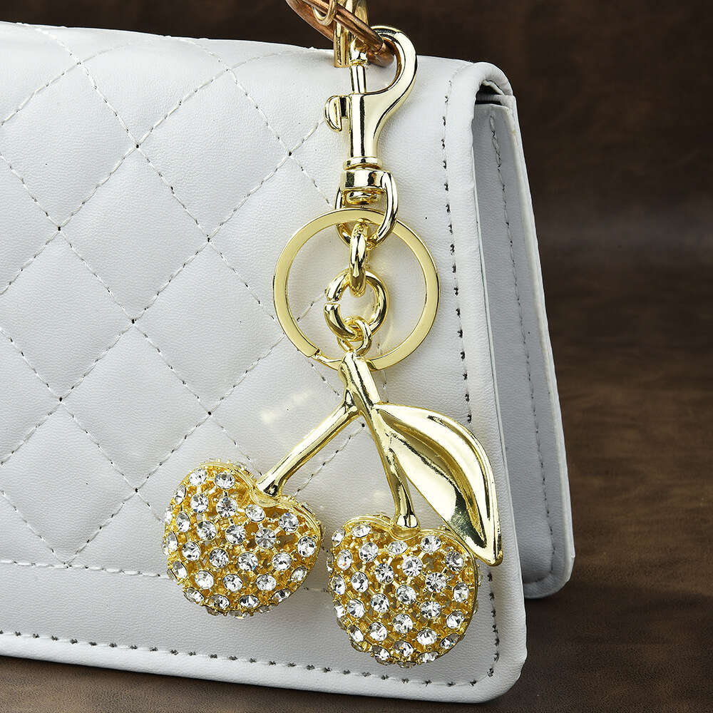 Full Diamond Bag Keychain Fruit Cherry Fashion Pendant
