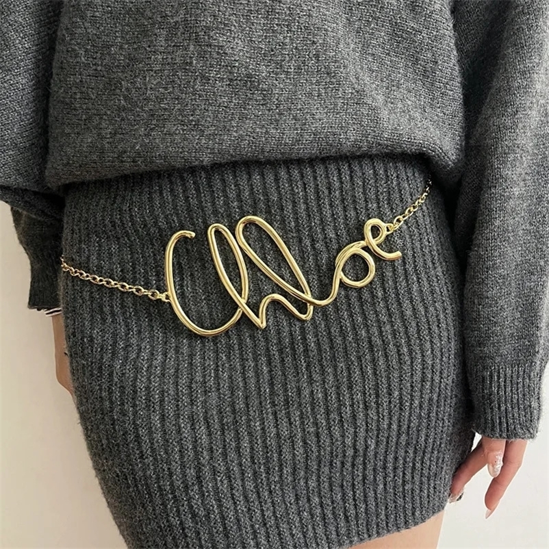 HUANZHI Minimalist Charm Retro Elegant Gold Plated Letter Belt Suitable for Women Girls Metal Daily Autumn/Winter Jewelry 250121
