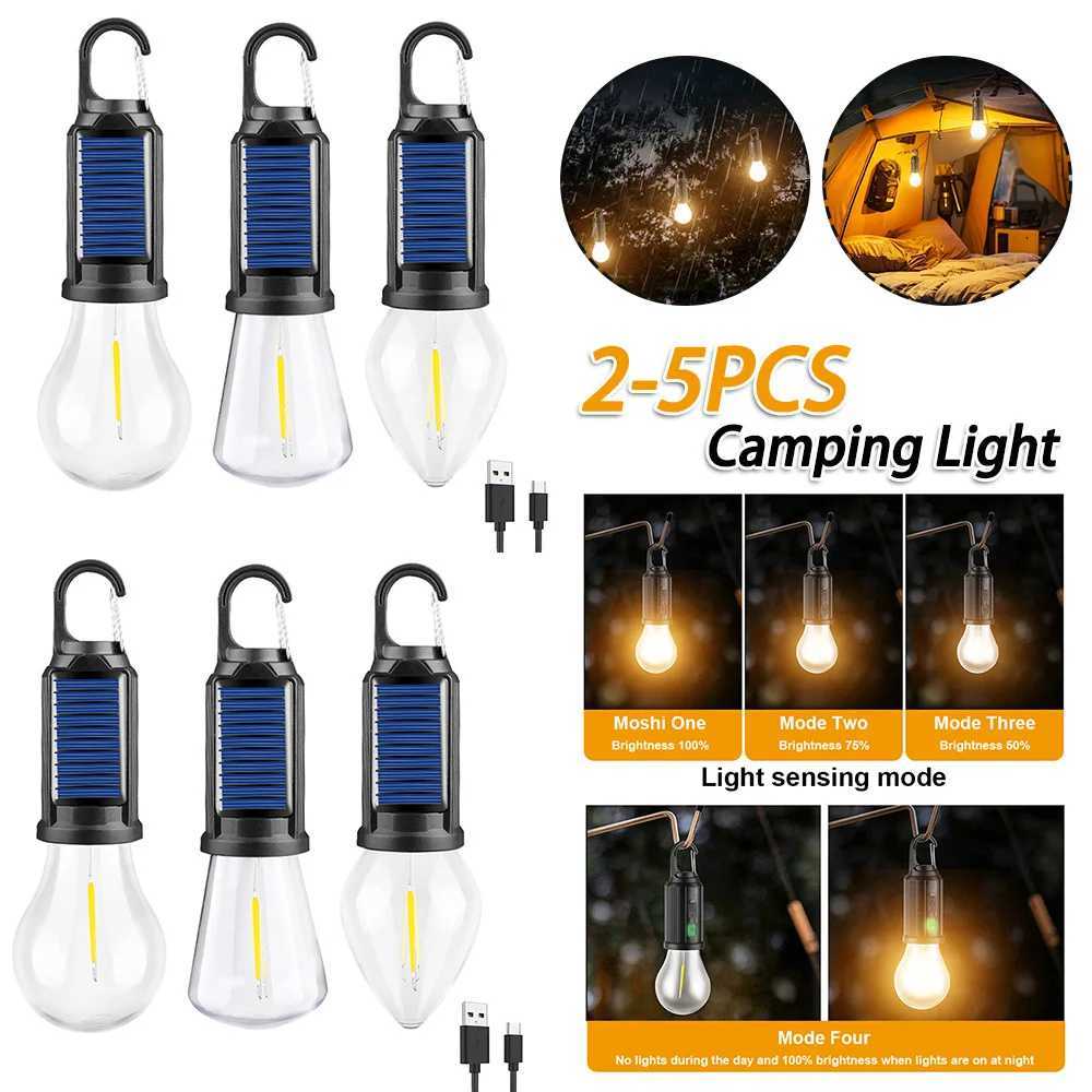 25PCS Solar Powered LED Lighting Lantern USB Charging Outdoor Tent Light Waterproof BBQ Atmosphere Light for Outdoor Camping C250928