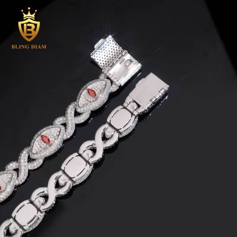 Hot Sale Eye Moissanite Cuban Chain Bracelet Pass Diamond Tester VVS1 Moissanite HipHop 925 Sterling Silver with GRA Certificate