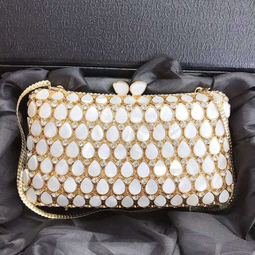 XIYUAN Women Evening Clutch Bag Bridal Wedding Elegant Party Handmade clutch purse Womens Handbags Purses Hollow Out Metallic