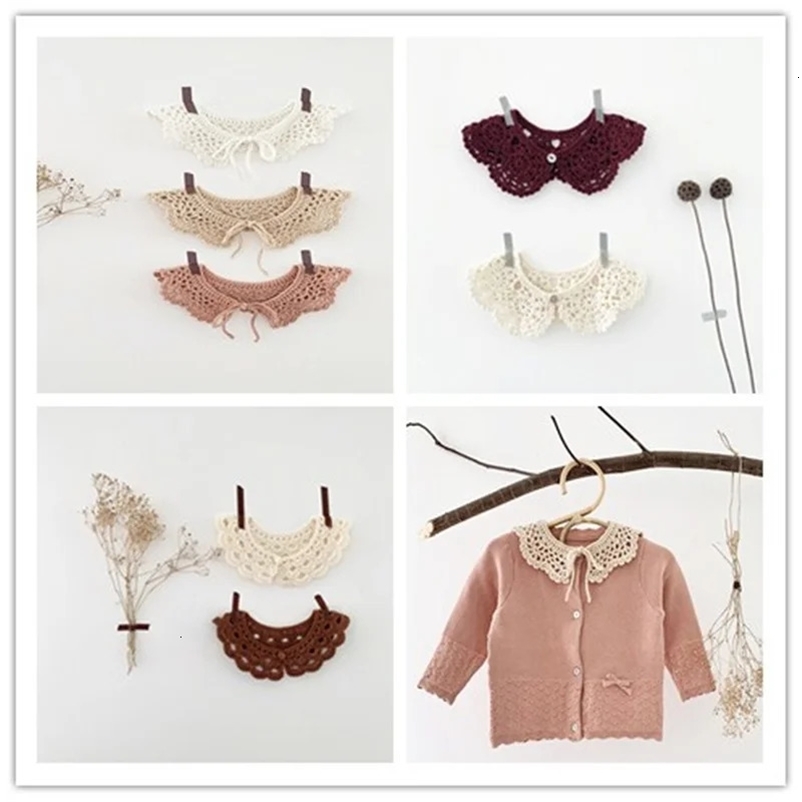 Kids Crochet Collar Korean Style Toddler Cute False Children Clothes Accessiory Baby Girls Cotton Bibs Shawl 240125bj