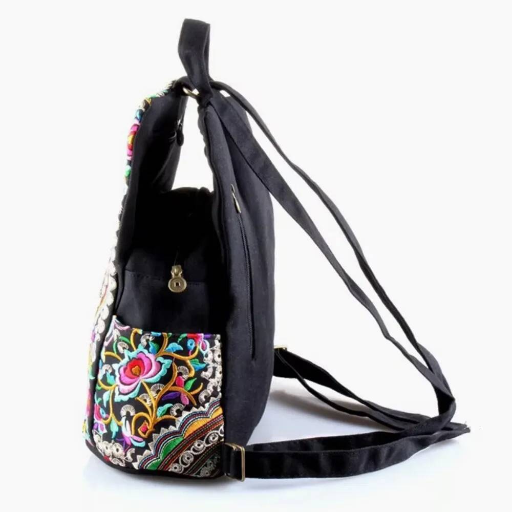 Fashion Vintage Artistic Embroidered Women Canvas Backpacks Handmade Floral Embroidery Rucksack Schoolbag Denim Travel Bags high-quality