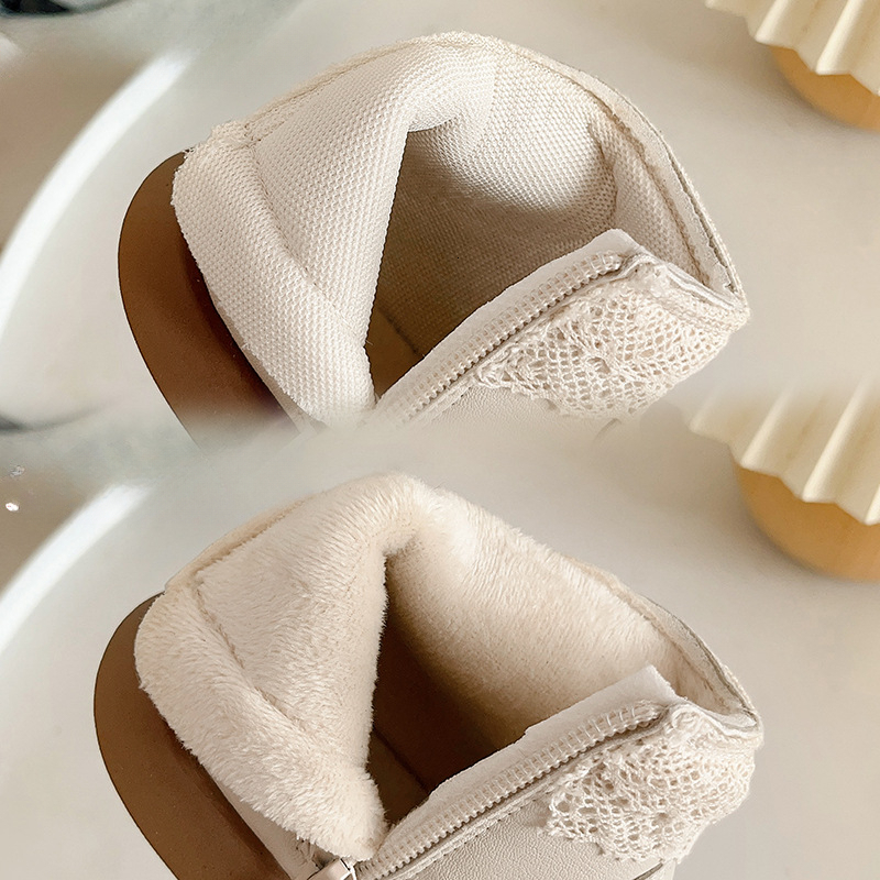 Autumn and winter baby walking shoes, wool lined short boots, cotton boots, Korean style baby girl leather boots, designer shoes for small leather sho