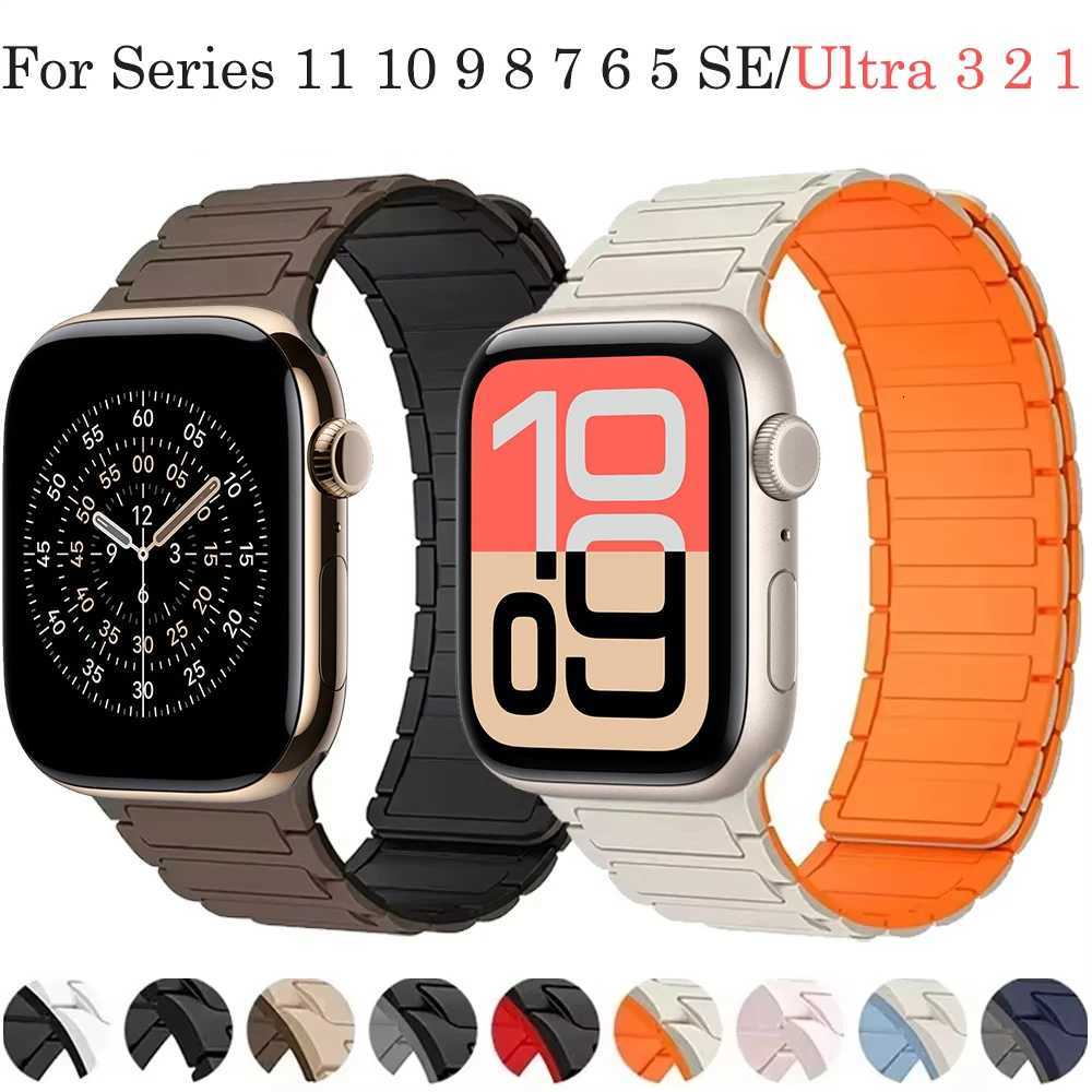 Silicone Strap for Apple Watch Ultra 3 2 1 49mm 11 10 42mm 46mm Magnetic Sports Bracelet Series 9 8 7 6 5 SE 45mm 41mm 44mm 40mm W250928