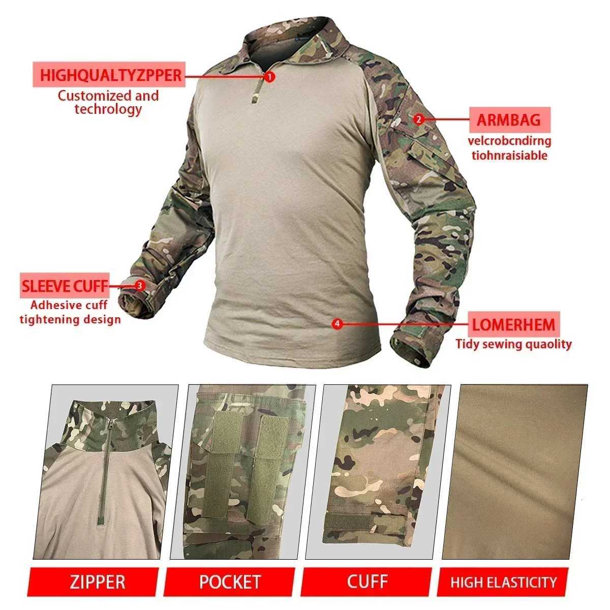 Outdoor Tactical Uniform Hiking Suit GEN3 Tactic Camo Training Durable Clothing Hiking Shirt aintball Airsoft Hunting Clothes W250928