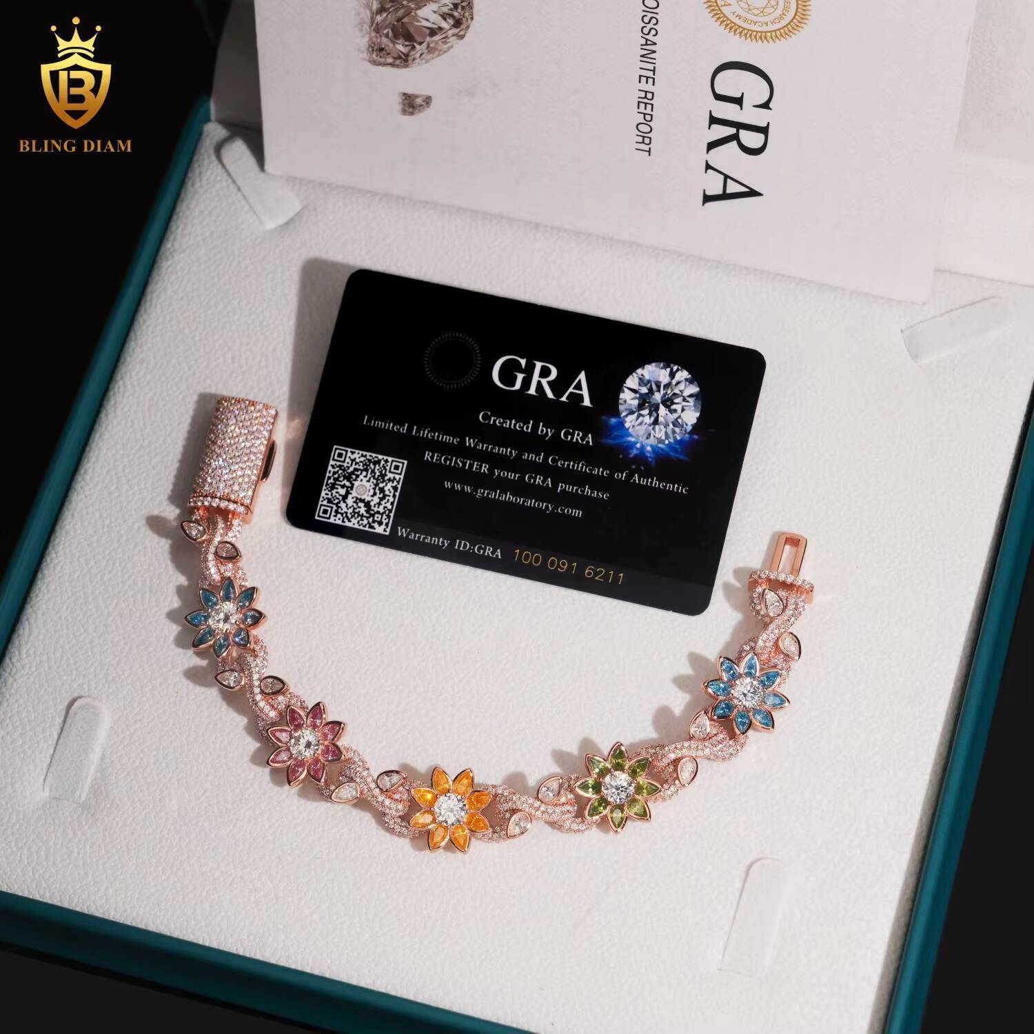 Silver 925 Gold Plated Pass Diamond Tester Hip Hop Jewelry Custom Colored Moissanite Cuban Link Chain Bracelet Men Jewelry