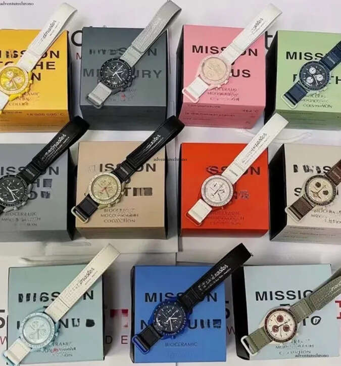 High quality Men Bioceramic Planet Moon Chronograph Quartz Watch Nylon Strap