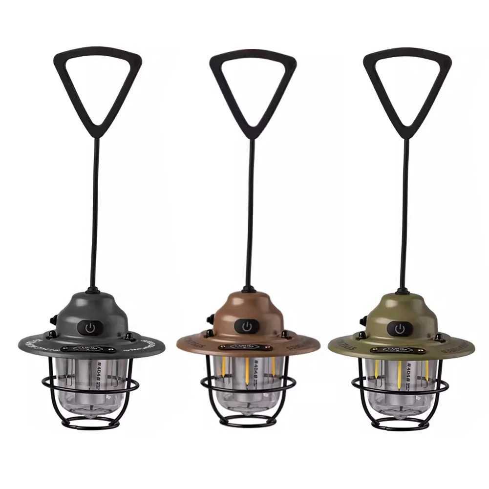 LED Camping Lantern Dimmable Camping Light Type C Charging Retro Camping Light 4 Light Modes IPX4 Waterproof for Fishing Camping C250928