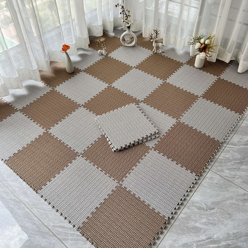 Carpet for Living Room with High-End Feel, Bedroom Bedside Stain-Resistant Small Fragrance Style Spliced Foam Mat, Easy to Maintain and Customizable H