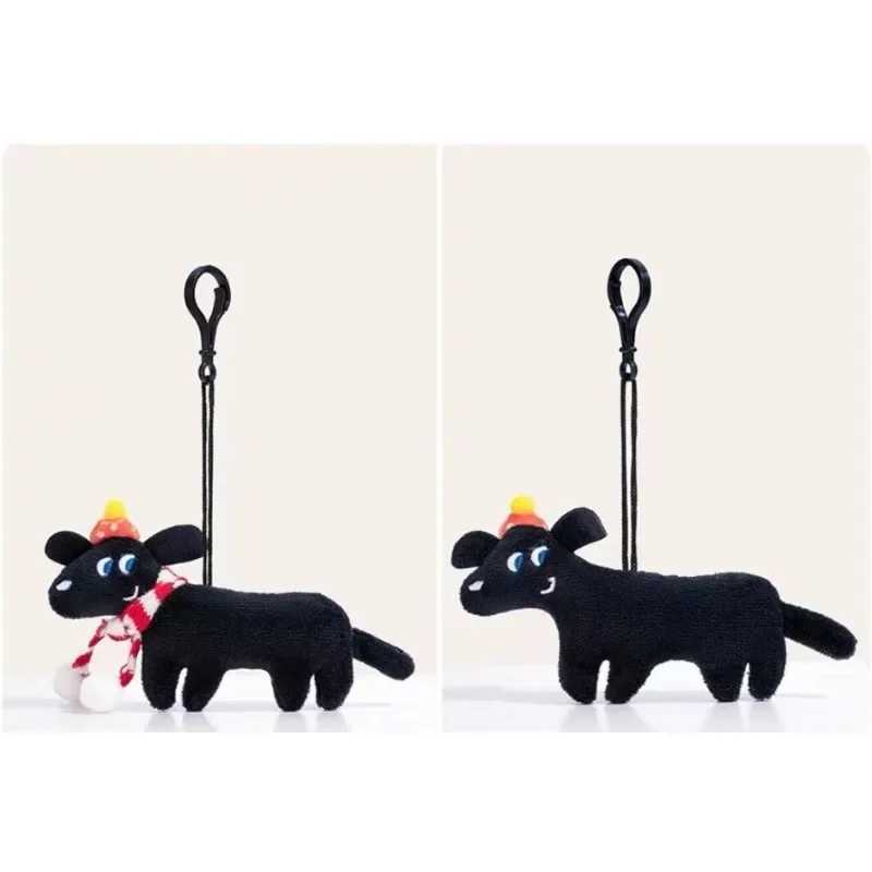 Backpack Charms Black Dog Keychain Cute Korean Style Plush Doll with Scarf Cartoon Christmas Puppy Pendant Gifts XJ250928