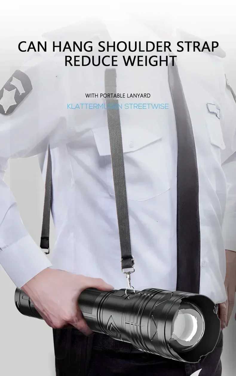 Most Powerful GT60 LED Flashlight Longrange Lighting Long Endurance Powerful Torch TypeC Charging Tactical Camping Lantern D250928