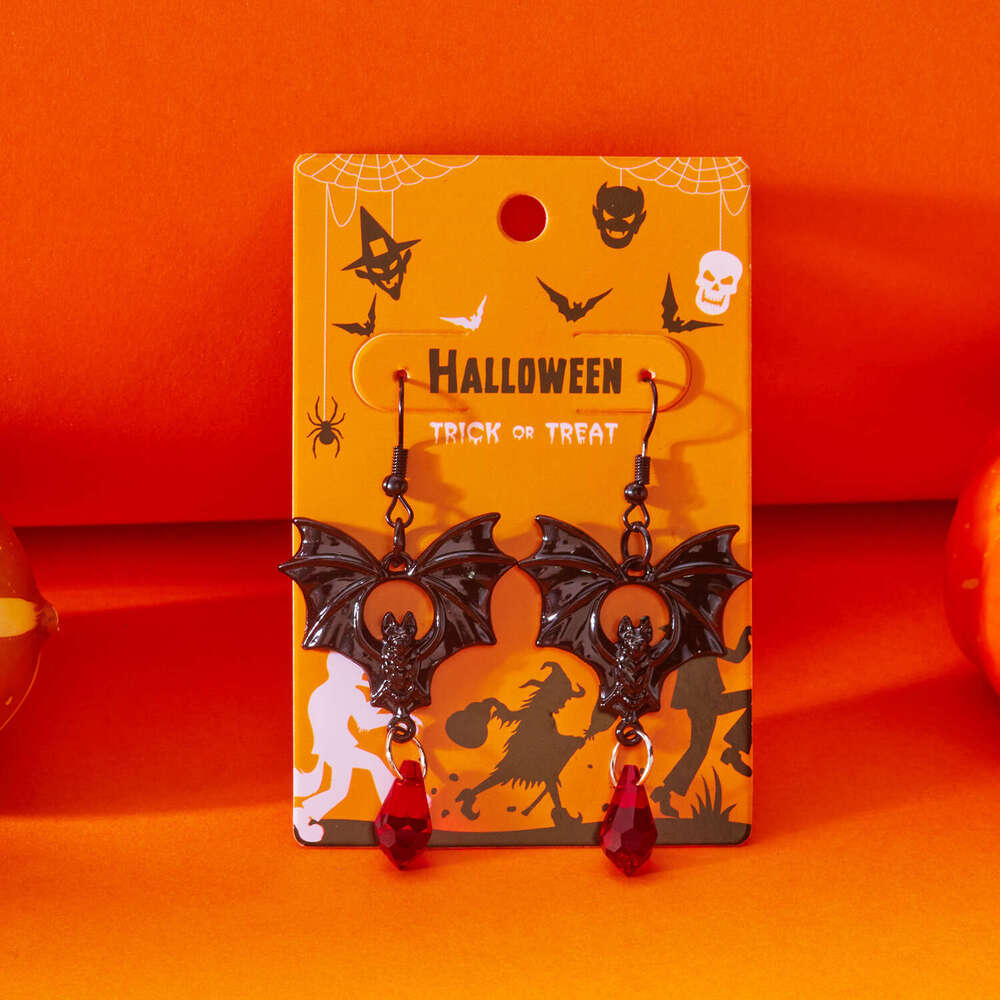 Hot Selling Exaggerated Gothic Bat Halloween Earrings