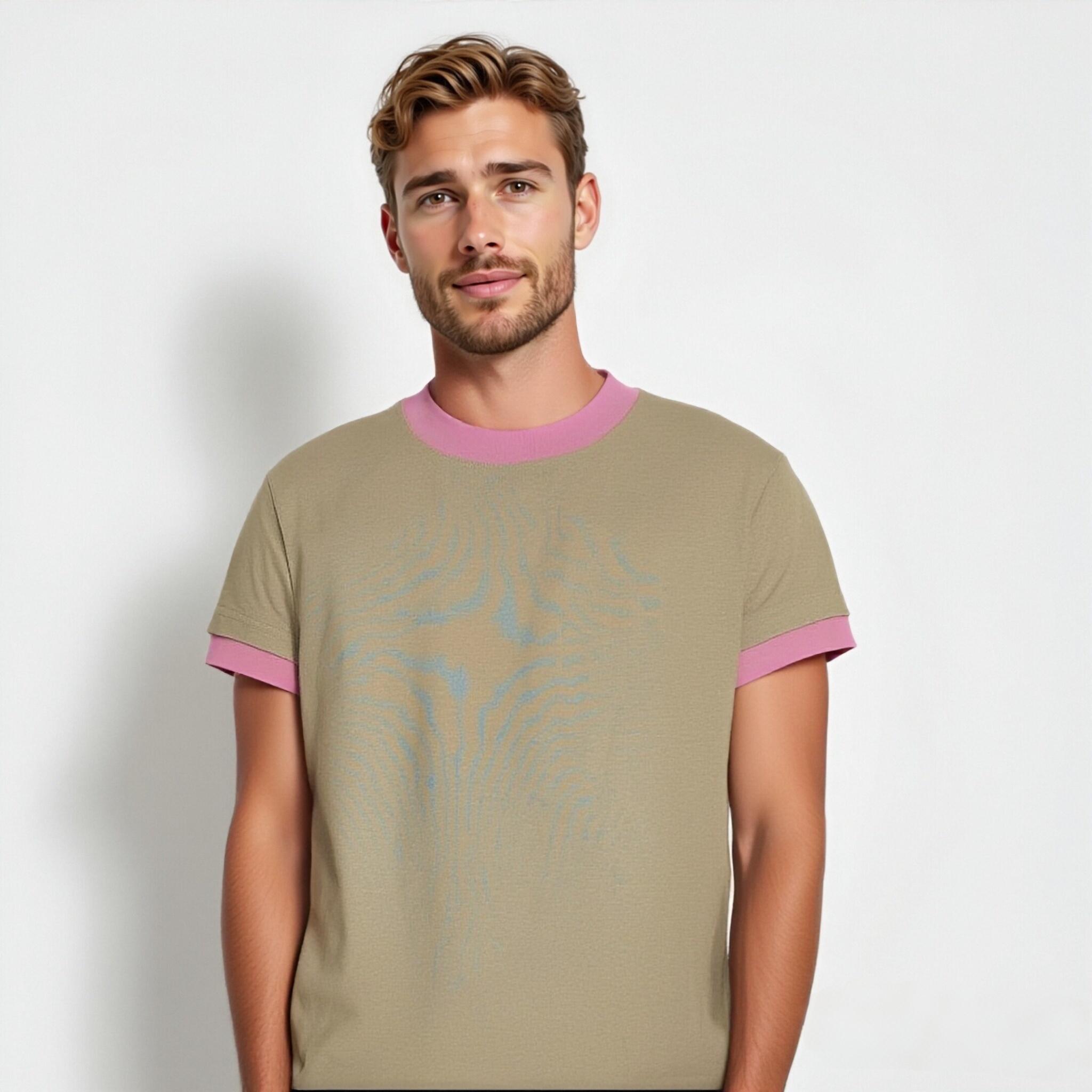 Summer Loose Breathable Unisex T-Shirt - Retro Color-Block Cotton, Crew Neck, Trendy Casual Style, Customizable Design-01015