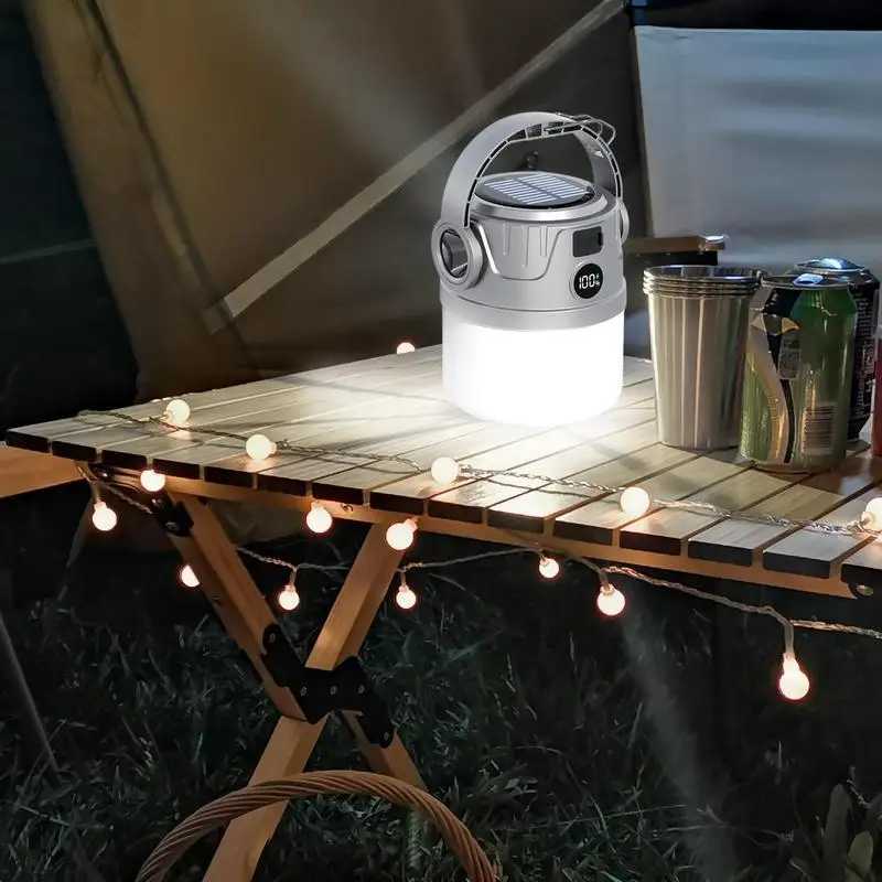 Camping Solar Lights Outdoor Tent Light Foldable Picnic Lantern 4 Speed Adjustable Lamp Flashlight Rechargeable LED Camp Lantern C250928