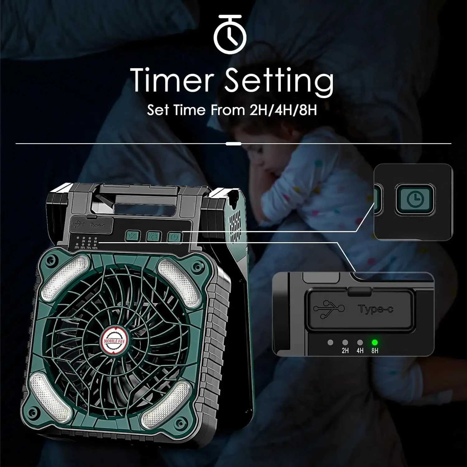 Portable Solar Fans 10000mAh LED Lantern Rechargeable Solar Powered Camping Fan 4 Speeds Powerful Wind 90 Folding Ventilador C250928