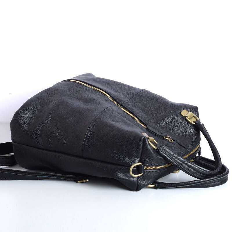 designer bag Luxury bag Top Layer Cowhide Genuine Leather Fashion Trendy Large Bag Black Soft Versatile Multi-use Women's Backpack