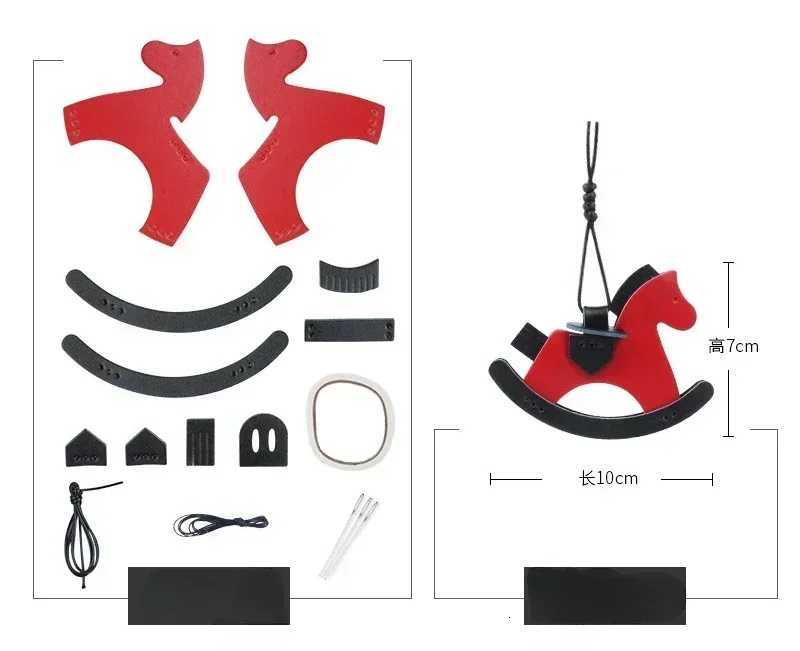 Luxury DIY Keychain Swinging Horse Lucky Pendant Bag Decoration Genuine Leather Handmade Weaving Material Gifts Relatives Best Friend Y250929as