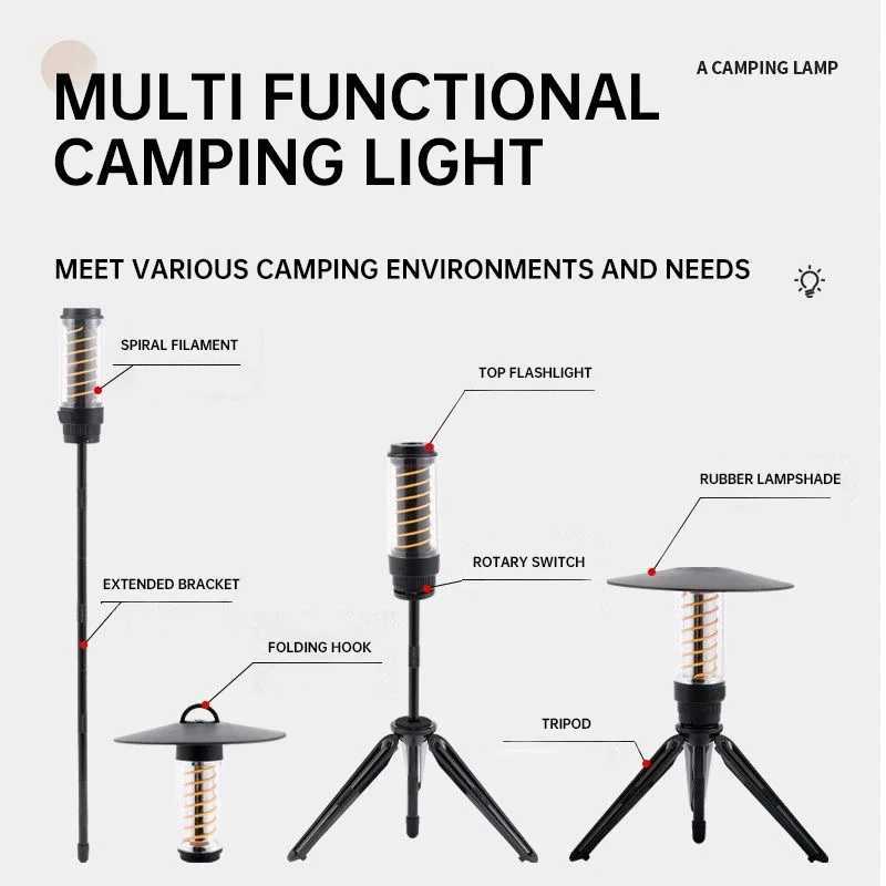 Multiform Combination Waterproof Camping Stand Light Outdoor Portable Ultralonglife LED Light Handheld Tent Hanging Light C250928