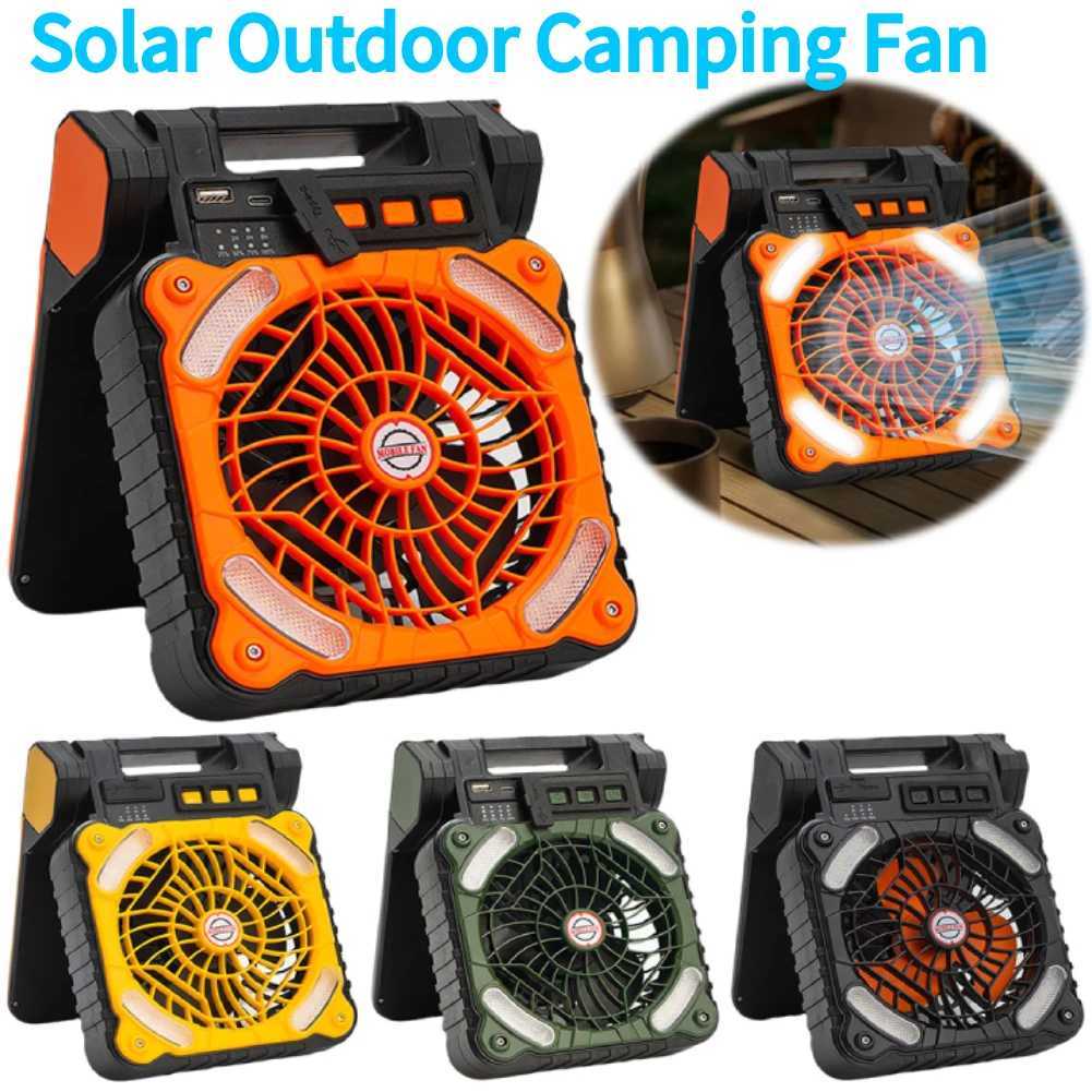 Solar Outdoor Camping Fan with LED Light 5200mAh Solar Portable Electric Fan 4 Wind Speeds Solar Cordless Tent Fan for Emergency C250928