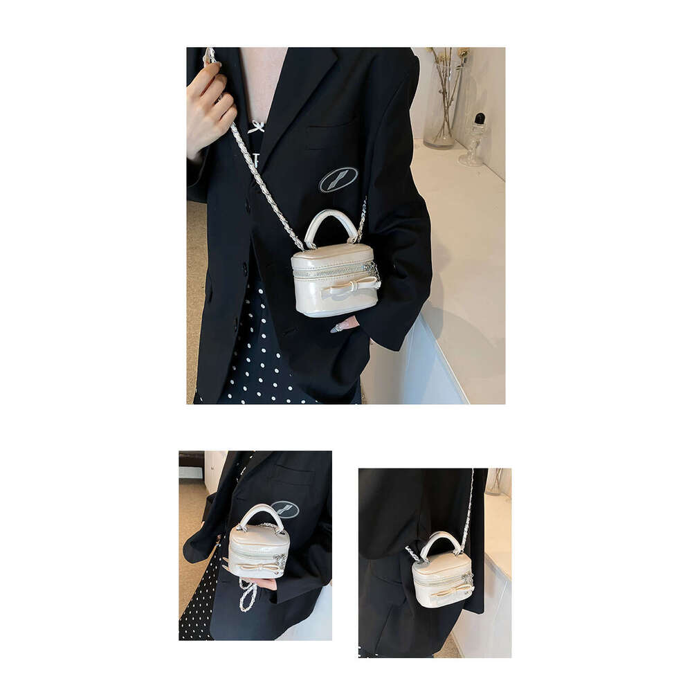2025 New Korean Fashion Designer Bag - Women's Elegant Mini Bow Handbag with Chain Shoulder & Crossbody Style