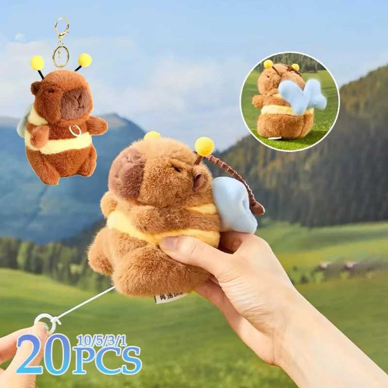 120PCS Cute Bee Capybala Bag Pendant Plush Keychain Doll Niche Backpack Hanging Decoration Highend Doll Plush Toy Small GiftXJ250928