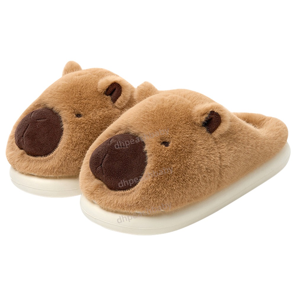 Comfort-Fit Furry Capybaras Themed Cuddle Socks Durable Textured Traction Soles Ideal For Inside Relaxation