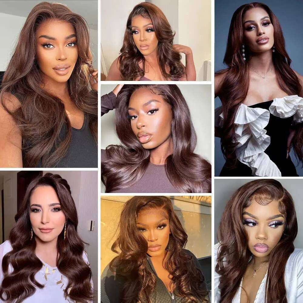Chocolate Brown 13X6 HD Front For Women Brazilian Body Wave 4X4 13X4 Full Lace Frontal Wigs 100% Human Hair Xiusiyuan2509