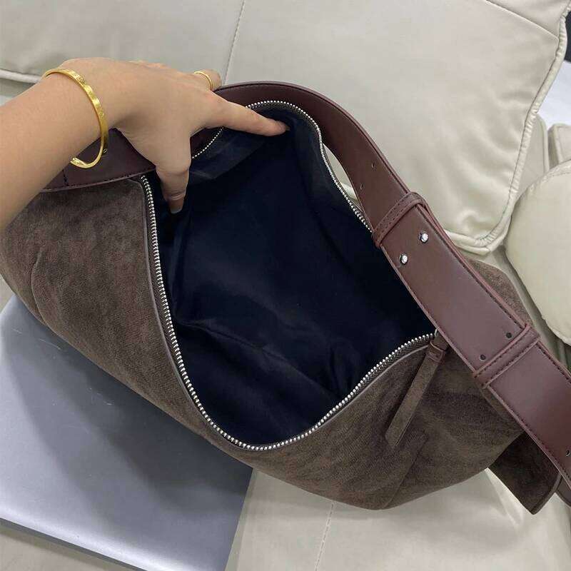 Vintage Faux Suede Slim Tote Bags For Women Designer Handbags And Purses 2024 New In Large Capacity Underarm Shoulder Bag Suotong0912 250912 Suotong25